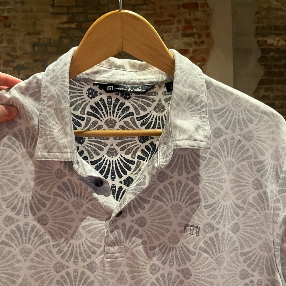 Men's White Patterned Polo by Travis Mathew